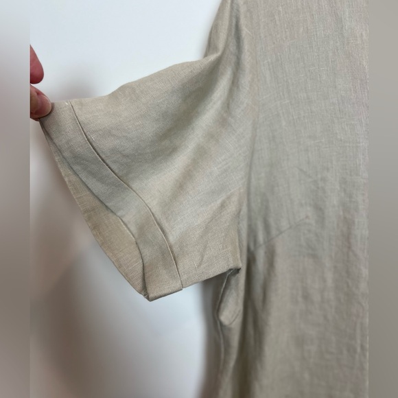 Peck & Peck 100% Linen Dress, Tan V-Neck Tassel Trim Sz L Side Ziper - Picture 5 of 11